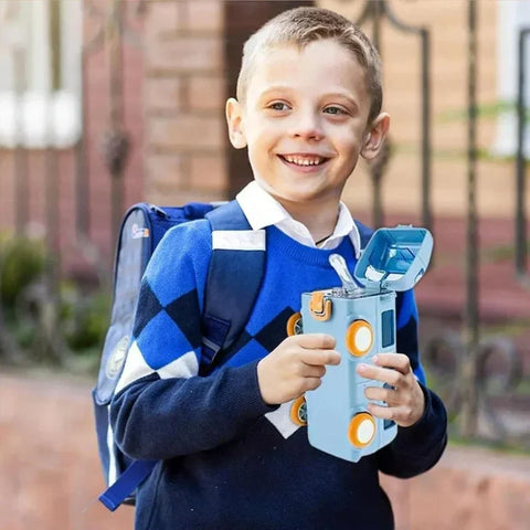 Bus Shape School Water Bottle | 500ml | With Strap | Cute & Leak-Proof | Random Color Smart Bus-Shape Water Bottle
