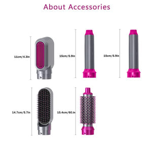 5 In 1 Electric Hair Dryer Brush | Blow Dryer Hair Comb Curling Wand Detachable Brush Kit Negative Ion Straightener Hair Curler ( Random Color)