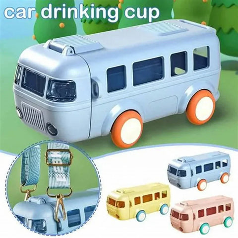 Bus Shape School Water Bottle | 500ml | With Strap | Cute & Leak-Proof | Random Color Smart Bus-Shape Water Bottle