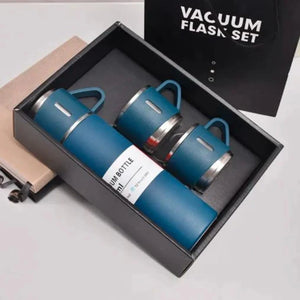 3 Cup 500ML Double-Layer Stainless Steel Vacuum Flask Set | Hot & Cold | Travel Thermos Durable Insulated Stainless Steel Flask