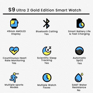 Smart Watch with Heart Rate Monitoring - 1 Pc Health Tracker in Gold & Orange