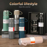 3 Cup 500ML Double-Layer Stainless Steel Vacuum Flask Set | Hot & Cold | Travel Thermos Durable Insulated Stainless Steel Flask