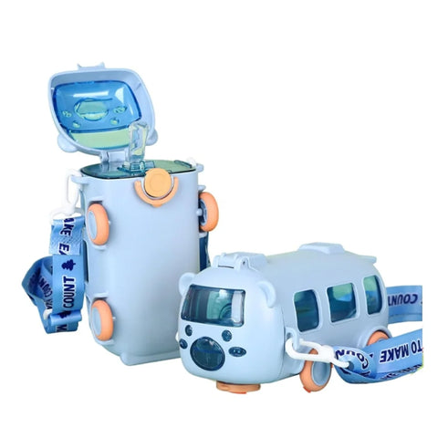 Bus Shape School Water Bottle | 500ml | With Strap | Cute & Leak-Proof | Random Color Smart Bus-Shape Water Bottle