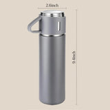 3 Cup 500ML Double-Layer Stainless Steel Vacuum Flask Set | Hot & Cold | Travel Thermos Durable Insulated Stainless Steel Flask