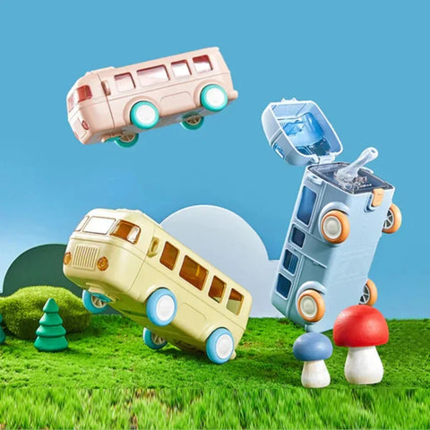Bus Shape School Water Bottle | 500ml | With Strap | Cute & Leak-Proof | Random Color Smart Bus-Shape Water Bottle