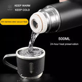 3 Cup 500ML Double-Layer Stainless Steel Vacuum Flask Set | Hot & Cold | Travel Thermos Durable Insulated Stainless Steel Flask