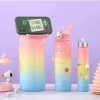 3 Pcs Water Bottles | Colorful Motivational Sports Water Bottle With Time Marker Plastic Frosted Water Cup Outdoor Fitness Water Bottles (random Color)