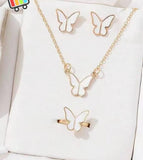 Butterfly Set, Pack Of 4 / Pendants Necklace Earrings Ring For Women Jewelry