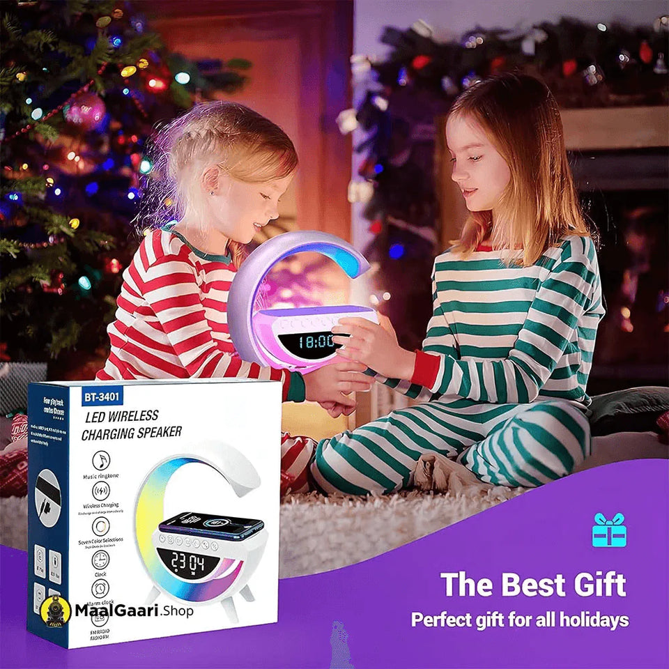 BT 3401 LED Wireless Charging Speaker & Atmosphere Lamp Smart Charger, Speaker & Lamp